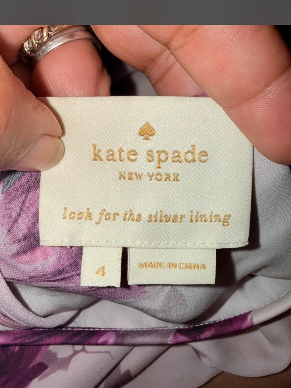 kate spade Lavender Floral Cold-Shoulder Midi Dress with Black Belt